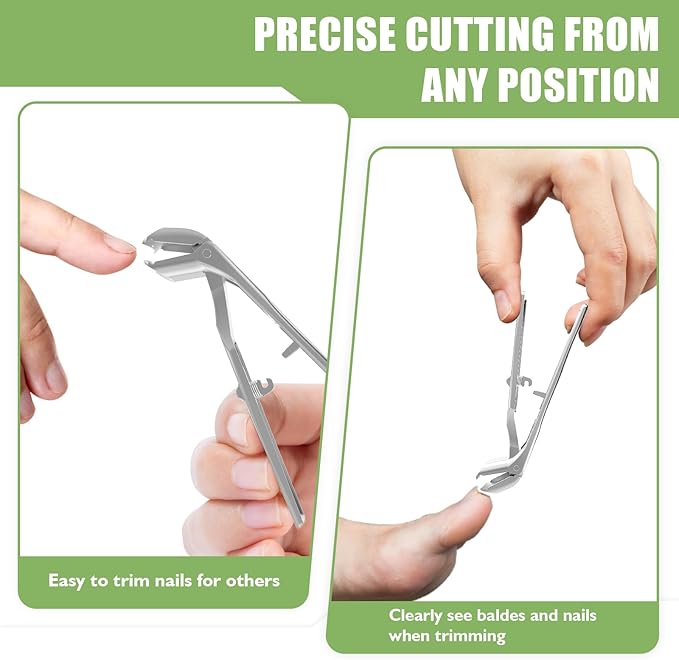 Toenail Clippers for Seniors Thick Toenails, Angled Head Large Toe Nail Clippers for Men with Wide Jaw Opening, Sharp Heavy Duty Fingernail Clipper Cutter with Catcher Long Handle - Silver