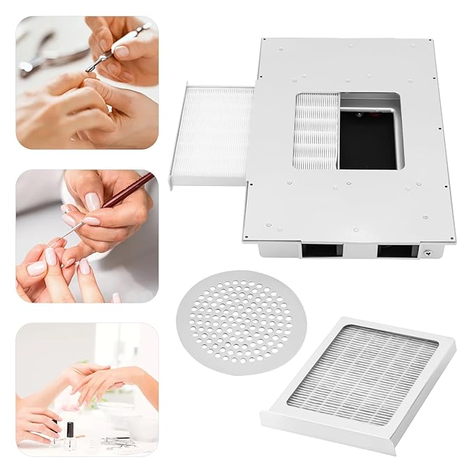 100W Nail Dust Collector, Desktop Built in Machine Suction Vacuum Fan Cleaner Kit w/Filters, Professional Dust Collector Extractor for Nail Polishing, Electric Dust Suction Machine for Nail Salon