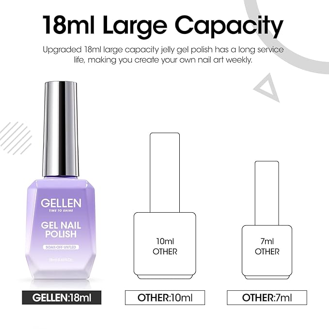Gellen Black Gel Nail Polish 18ML 1Pc Sheer Classic Black Gel Polish Soak off UV Light Translucent Nail Polish Salon DIY Nail Art Manicure at Home Christmas Gifts, 0.61 Fl Oz