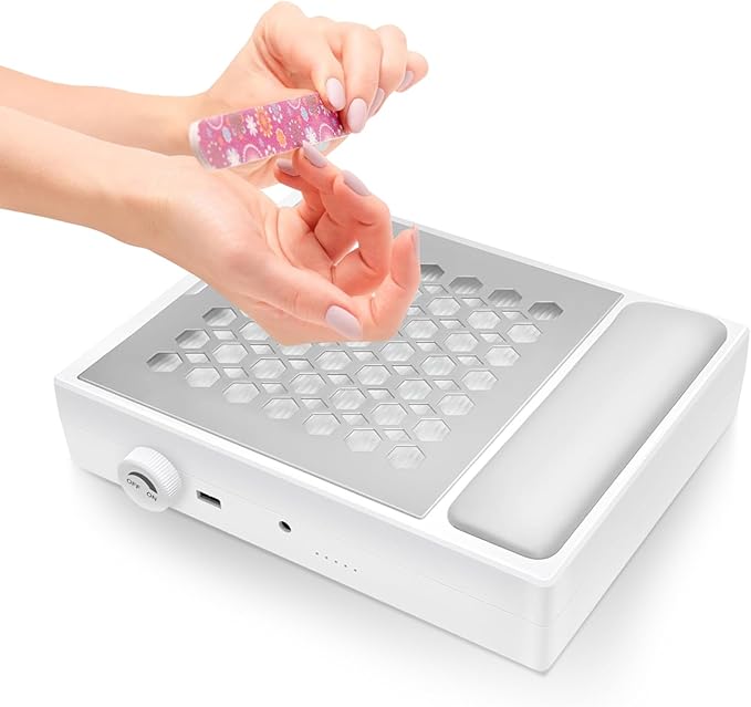 Professional Nail Dust Collector, Dust Collector Nail Tech with Reusable Filter, Powerful Vacuum Cleaner, Adjustable Speed Nails Extractor Vacuum for Acrylic Nails Polishing Manicure Salon, Low Noise