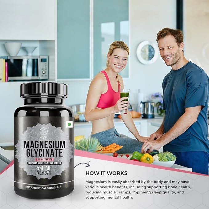 High Absorption Magnesium Glycinate 550mg - 120 Veg Capsules - 4 Months Supply