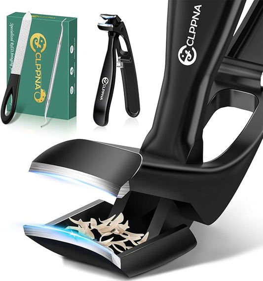 Toenail Clippers for Seniors, 2025 Upgrade Angled Head Nail Clippers for Men with Catcher, CLPPNA Ergonomic Toenails Clipper for Thick Toenails Long Handle, Sharp Wide Jaw Fingernail Clippers Adult