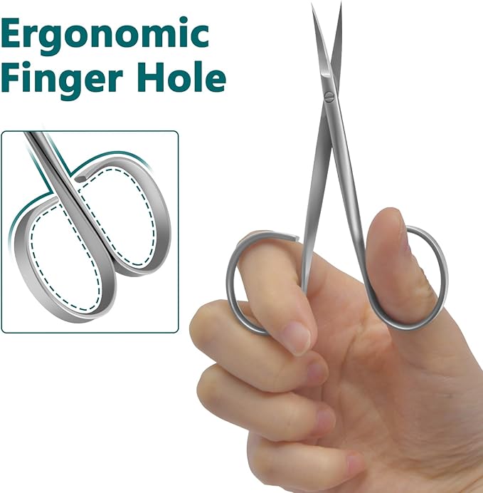 CGBE Cuticle Scissors Extra Fine Curved: Stainless Steel Eyebrow Scissor, Professional Manicure Scissors for Manicure, Eyelashes, Eyebrow, Dry Skin For Women And Men