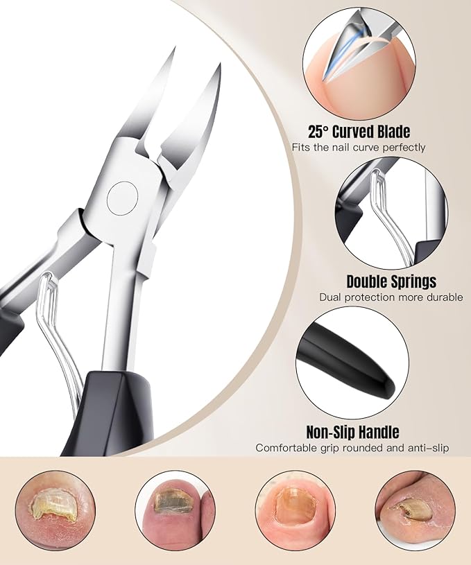 12Pcs Ingrown Toenail Removal Kit-Toenail Clippers for Ingrown & Thick & Hard Nails-Ingrown Toenail Tool with Toe Nail Clippers/Nail Cutter/Pedicure Knife/Callus Remover Tools for Seniors Men Women