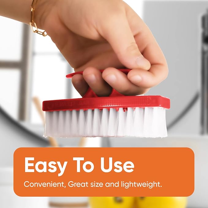 Superio Nail Brush for Cleaning Fingernails, Nail Scrubber Brush, Toe Foot Hands Fingernail Brush Cleaner- Small Scrub Brush- All-Purpose Stiff Cleaning Brush(4, Red)
