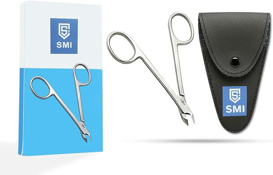 SMI - Scissor Style Cuticle Remover Cuticle Trimmer Manicure Pedicure Nail Care Cuticle Nipper Cutter for Women Men Stainless Steel Clipper with Travel Case