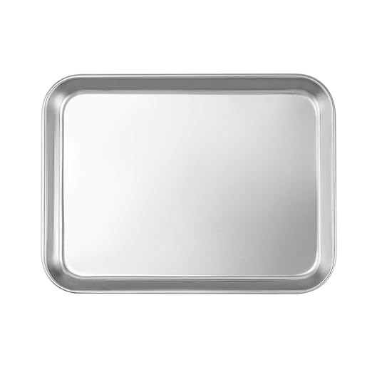 QWORK Stainless Steel Surgical Tray, for Medical Instruments, Tattoo, Surgical Supplies, 10 5/8" x 6 11/16" x 1", Flat Bottom Tray