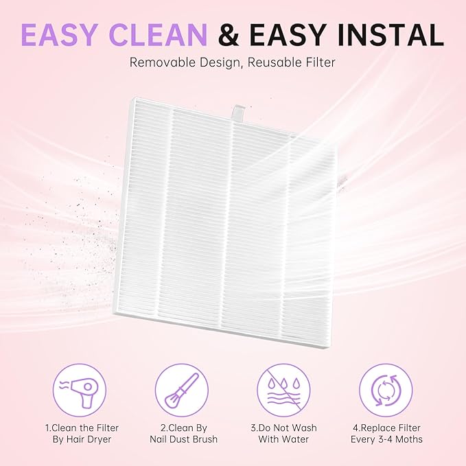 Nail Dust Collector, Cordless Dust Collector Nail Tech, Powerful Vacuum Fan Vent Dust Collector Extractor Dust Suction Machine for Acrylic Nails Polishing, Nail Salon, Light Purple