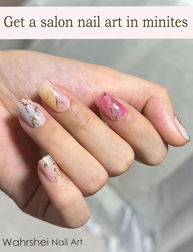 Semi Cured Gel Nail Strips, 20pcs UV Gel Nail Wraps, Marble G Line