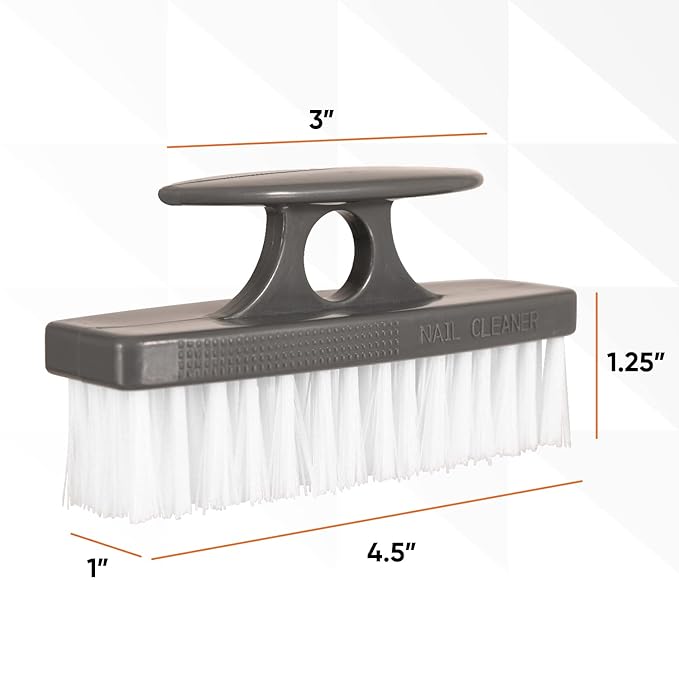 Superio Stiff Nail Brush Cleaner with Handle- 3 Pack Durable Brush Scrubber to Clean Toes, Fingernails, Hand Scrubber All Surface Cleaning, White Heavy Duty Scrub Brush Stiff Bristles, Easy to Hold