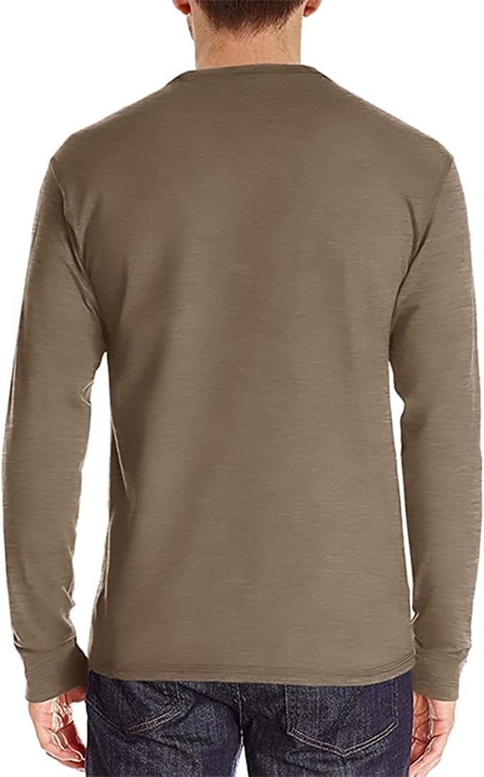 Lexiart Mens Fashion Henley Shirts Long Sleeve Button Cotton T-Shirt with Pocket
