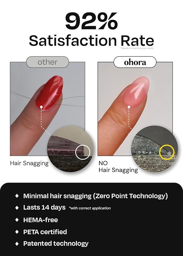 ohora Semi Cured Gel Nail Strips (N Almond Blossom) - Nude, Patterned, Works with Any UV/LED Lamps, Salon-Quality, Long Lasting, Easy to Apply & Remove - Includes 2 Prep Pads, Nail File & Wooden Stick
