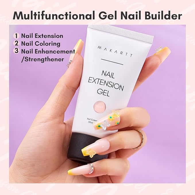 Makartt Poly Nail Gel 50ML Gel Builder for Nails,Light Nude Pink, Gel Nail Extension,Nail Strengthener Hard Gel Color Gel Multifunctional Long-Lasting and Easy to Use for DIY Salon Quality-Peach
