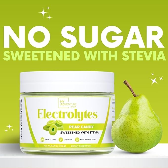 Zero Sugar - Pear Candy Electrolytes Powder - Extremely Refreshing Hydration - Caffeine Free Energy with All Natural Ingredients - Vegan, Keto, Paleo - Sugar Free Electrolytes Drink Mix - 30 Servings