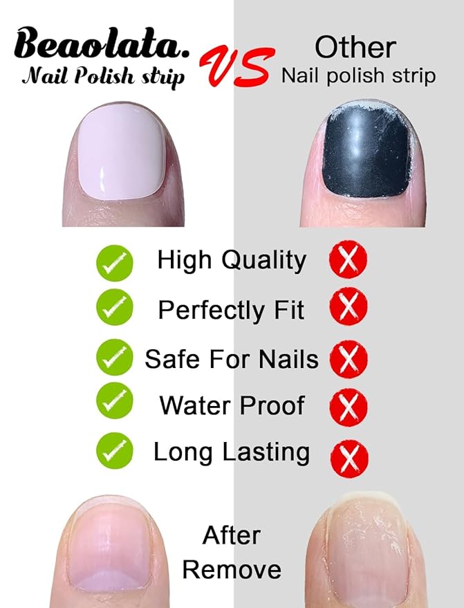 Nail Polish Strips, 32PCS Salon Quality Wraps, Long Lasting Gel Nail Stickers for Women Easy Apply& Remove (Sweet Pink)