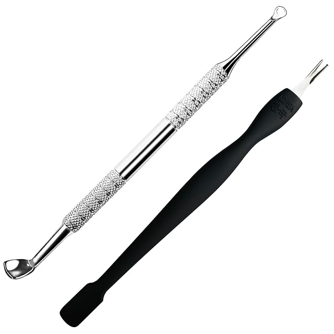 Cuticle Pusher Tool, 2PCS Professional Nail Cuticle Remover Trimmer Cutter Fork Kit, Premium Stainless Steel Durable Manicure Kit for Women, Fingernails and Toenails