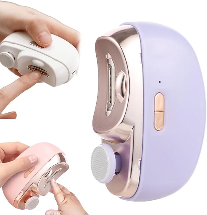 Electric Nail Clipper, FUNPEER 2 in 1 Electric Polishing Automatic Toe Nail Clippers with 2 Adjustable Speeds Electric Finger Nail Clippers for Seniors, Kids and Adults (Purple)
