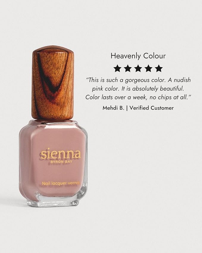 Sienna Byron Bay Rosie, Dusty Pink Natural Nail Polish, Long-Lasting, Vegan & Cruelty-Free, 10ml – .34 fl oz.