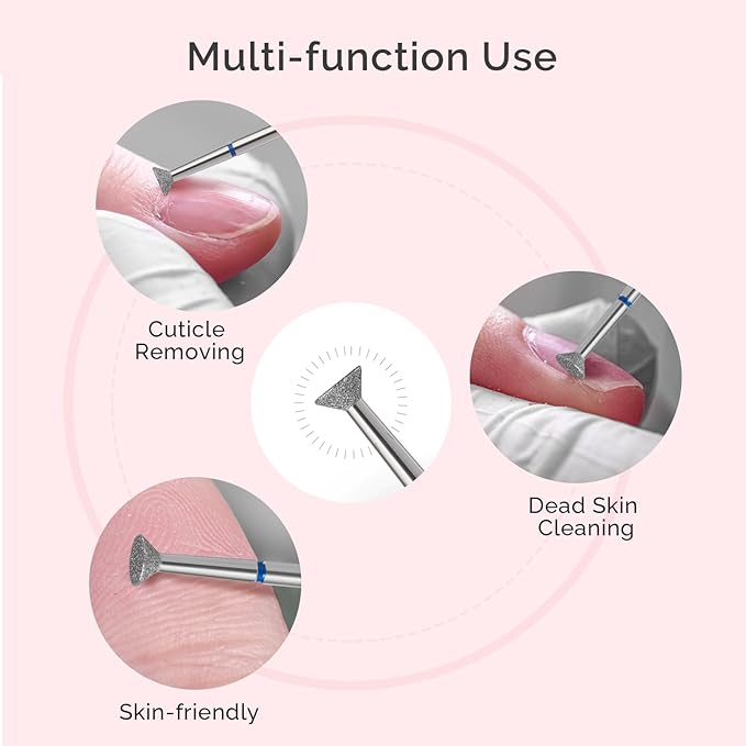MelodySusie 5mm Inverted Tapered Cuticle Clean Nail Drill Bit 3/32'', Professional Safety Carbide Diamond Under Nail Cleaner for Cuticle Dead Skin Nail Prepare, Beginners Bits, Series Bit-S, Medium