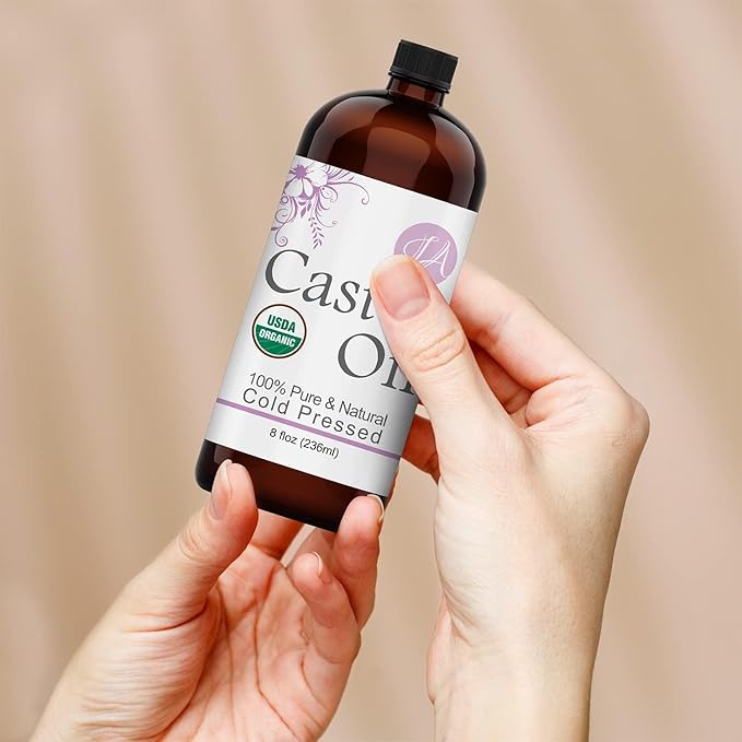 Healing Solutions Oils - 8 oz Castor Oil Organic Pure Natural, Cold Pressed, Hexane & Chemical Free Natural Solution, Lash Serum, Stimulates Growth For Hair, Eyelash, Eyebrows, Scalp & Beard - 236ml