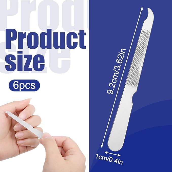 12 Pcs Metal Nail Files, Fingernail Files 3.6’’ Stainless Steel Thin Durable Nail File with Curved Sharp Pointed Tip Fingernail File