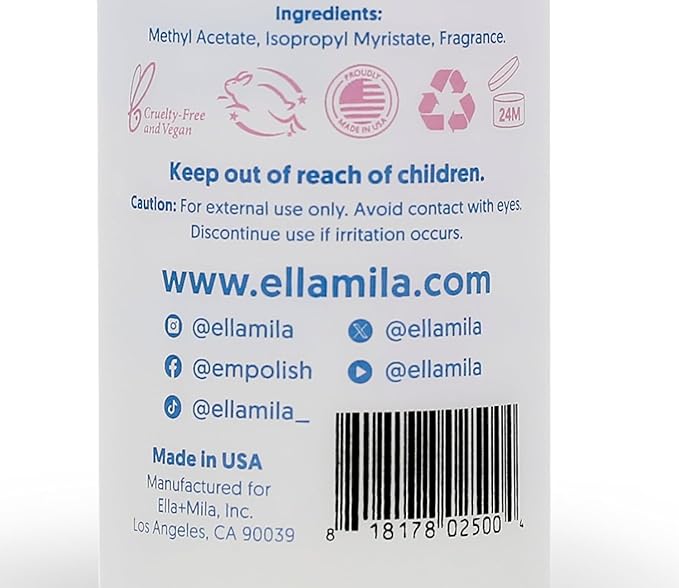 Ella+Mila Non-acetone Nail Polish Remover - Nourishing & Conditioning Acetone Free Nail Polish Remover - Gentle on Nails - 8oz
