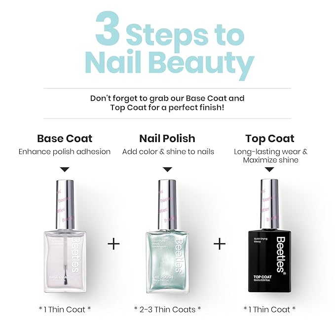 Beetles Pearl Nail Polish Set - 15ml Blue Quick Drying Nail polish Shimmer Glitter Fingernail Polish Bubble Blue Nail Lacquer Shimmer DIY Manicure Gift for Women