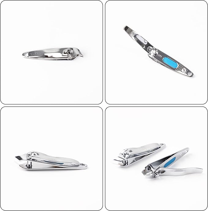 uxcell 6 PCS Sharp Nail Clippers Set, Metal Slanted Edge Toenail Clippers, Silver Tone Fingernail Clipper, Manicure Tool Pedicure Nail Clipper Cutter for Men Women Nail Cleaner