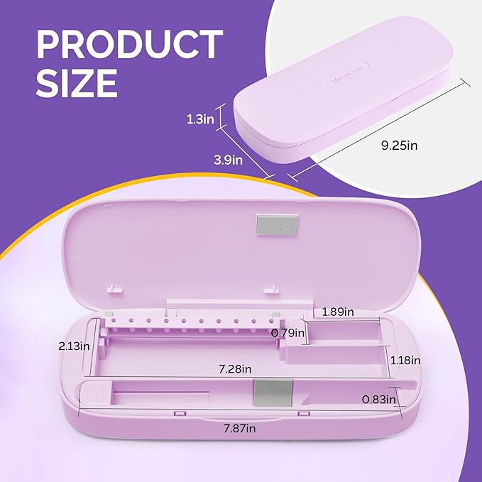 [2025 Upgraded]MelodySusie Acrylic Nail Tool Storage Box,Portable Dustproof Stand Displayer Holder Organizer Container Manicure Efile Accessories Nail Drill Kit Case,Travel Salon Home,Purple(Only Box)