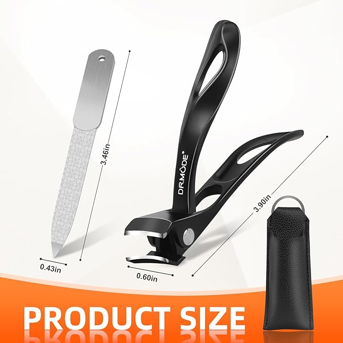Angled Head Toe Nail Clippers for Thick Nails for Seniors, Slanted Large Toenail Clippers for Men with Wide Jaw, Heavy Duty Sharp Edgy Fingernail Clipper with Long Handle