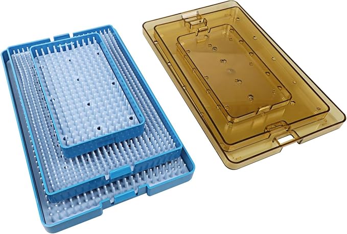 Dental Plastic Sterilization Tray Box Instrument Autoclavebale Detachable Stand Box Holder with Silicone Mat (Large)