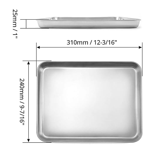QWORK Stainless Steel Surgical Tray, for Medical Instruments, Tattoo, Surgical Supplies, 12 3/16 x 9 7/16 x 1 5/16 inch, 1 Pack