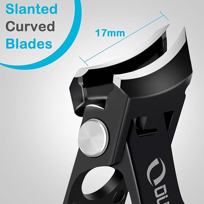 Toenail Clippers for Thick Nails, Angled Head Toe Nail Clippers for Men& Women, Wide Jaw Fingernail Clippers with Catcher, Ingrown Toe Nail Cutter with Slanted Curved Blade Nail Trimmer for Seniors
