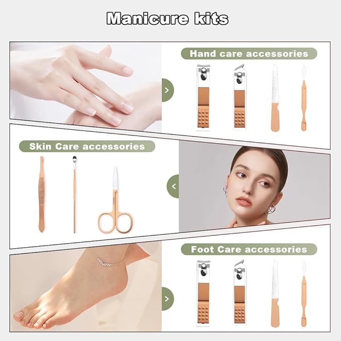 Manicure Kit Christmas Stocking Stuffers for Girls, Manicure Set, Nail Clippers Kit, 7 Pcs Manicure and Pedicure Kit, Green Nail Care Kit Christmas Gifts for Girls Women Mother Teenagers