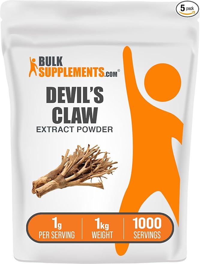 BulkSupplements.com Devil's Claw Extract Powder - Devils Claw Herbal Supplement, Devil's Claw Powder - from Devils Claw Root, Gluten Free, 1000mg per Serving, 5kg (11 lbs) (Pack of 5)