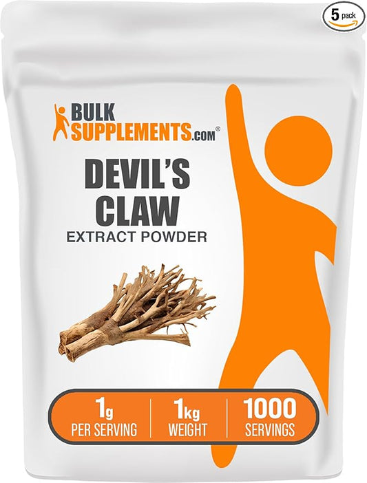 BulkSupplements.com Devil's Claw Extract Powder - Devils Claw Herbal Supplement, Devil's Claw Powder - from Devils Claw Root, Gluten Free, 1000mg per Serving, 5kg (11 lbs) (Pack of 5)