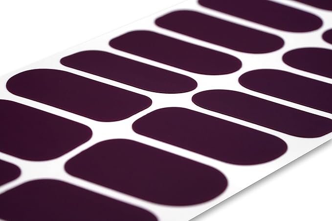 | 20 Exquisite Gel Nail Polish Strips w/Application Accessories - No UV/LED Lamp Required (Deep Purple - Matte Finish)