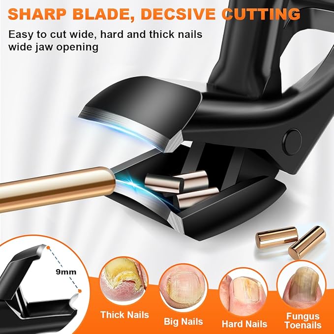 Toenail Clippers for Seniors, 2025 Upgrade Angled Head Nail Clippers for Men with Catcher, CLPPNA Ergonomic Toenails Clipper for Thick Toenails Long Handle, Sharp Wide Jaw Fingernail Clippers Adult