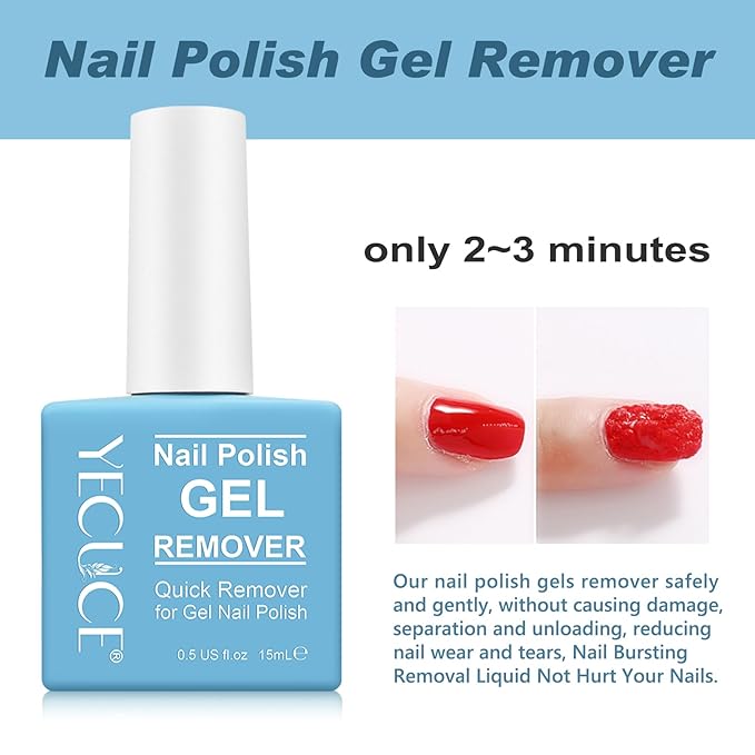 2 PCS Gel Nail Polish Remover, Nail Polish Remover Gel Polish Remover for 2-3 Minutes Quick & Easy Remove No Need for Foil, Soaking or Wrapping