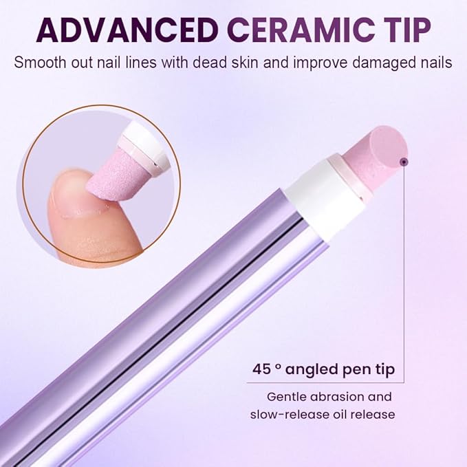 Yilia 2025 Upgrade 3-in-1 Nail Care Pen, Cuticle Oil Pen & Pusher with Ceramic Tip, Softening & Strengthening Nail Care (2 Pack)