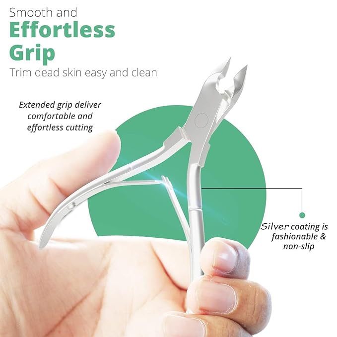 Professional Cuticle Trimmer Nail Cuticle Cutter Stainless Steel Cuticle Nippers with Sharp Blades of Cuticle Remover Clippers Manicure Tools Double Spring - Pedicure Nail Tools (Silve - 4 Pack)