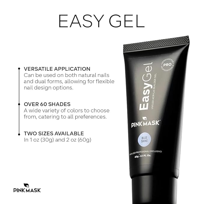PINK MASK Easy Gel 1oz 30g-Clear, Professional Builder Enhancement Gel-Quick Nail Extension for Beginner DIY, Nail Strengthener-Long Lasting-Salon Quality-Thickening Solution