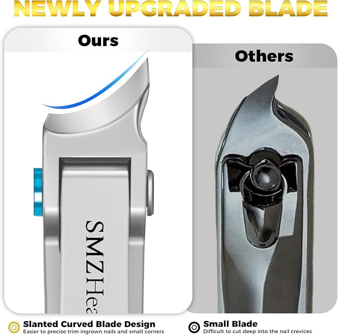 Toenail Clippers for Seniors Thick Toenails, Stocking Stuffers for Men 2025 Heavy Duty Large Toe Nail Clippers, Slanted Curved Blade Ingrown Toenail Clippers