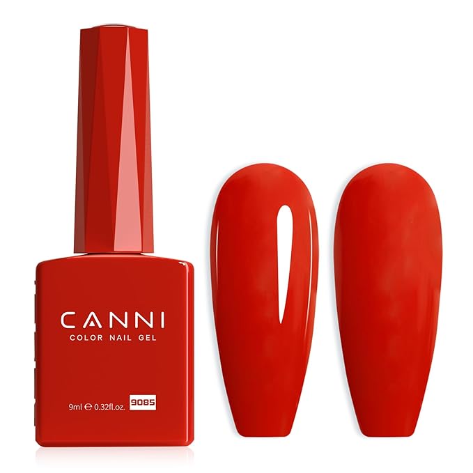 CANNI Red Gel Nail Polish, Neon Orange Color, High Gloss Soak Off U V Gel Nail Polish for French Nail Manicure Salon DIY
