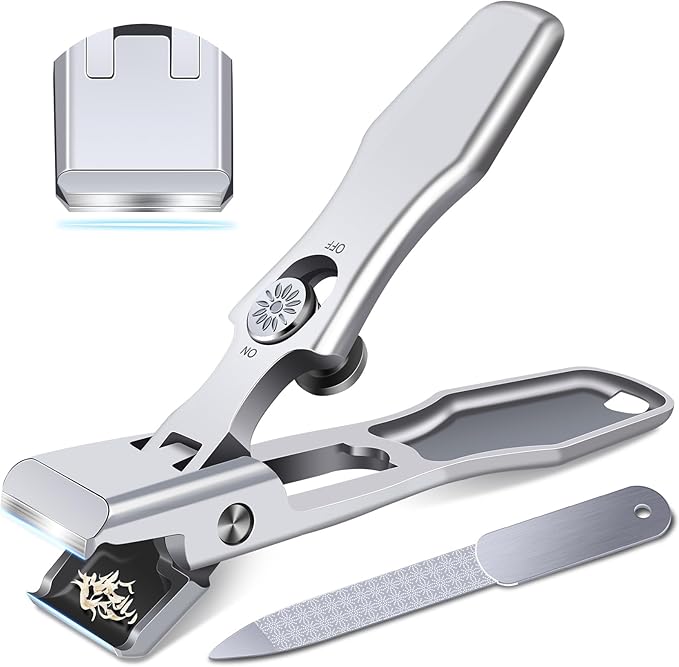 German Nail Clippers for Men Thick Nails,Upgrade Straight Toenail Clippers for Seniors with Wide Opening,Large Heavy Duty No Splash Ingrown Fingernail Clipper Nail Cutter with Catcher