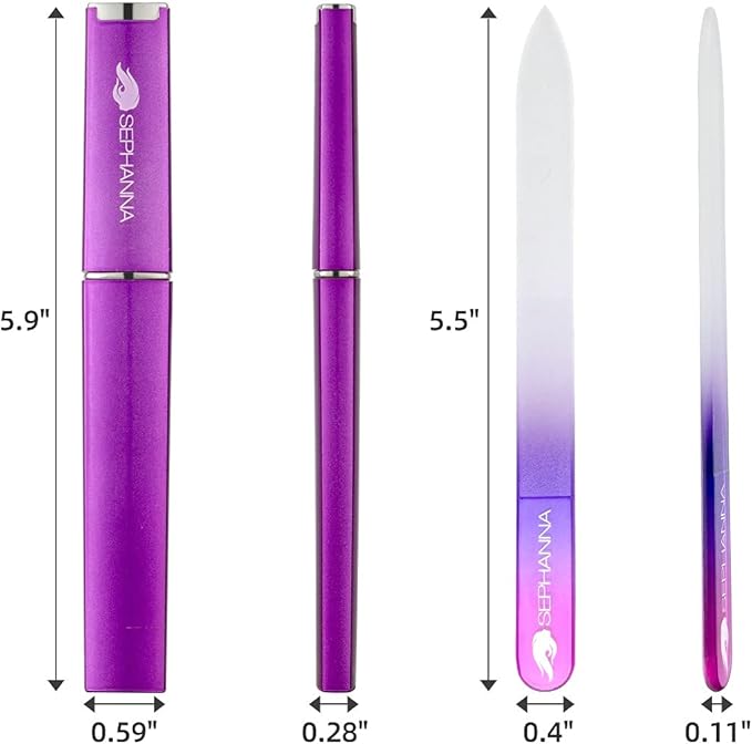 Crystal Glass Nail File with Case Pack 6, Professional Nail Files, Czech Glass Nail File Double Sided Glass Fingernail Files for Natural & Acrylic Nail Care, Nail Tool Home & Saloon Travel Friendly