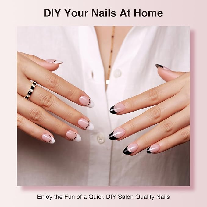 Semi Cured Gel Nail Strips - 30PCS Gel Nail Stickers for UV Light, Long-Lasting Gel Nail Wraps, Salon-Quality Semi Cured Nail Stickers, 2 Weeks Wear, Easy DIY Gel Manicure-Tuxedo