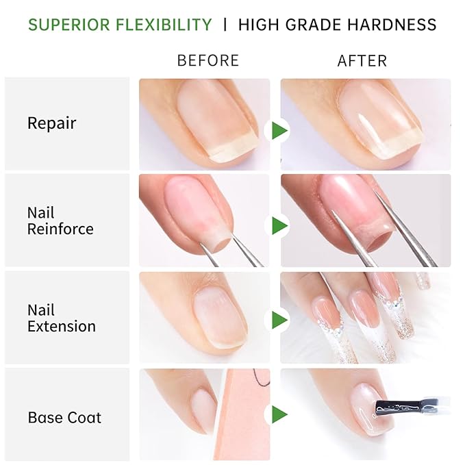 6-in-1 Builder Gel & Base Coat for Nails, Enhance Building Strengthening Apex Enhancement Soft Gel Polish, Beginner Friendly with Upgraded Brush (Milk White, pH 5)