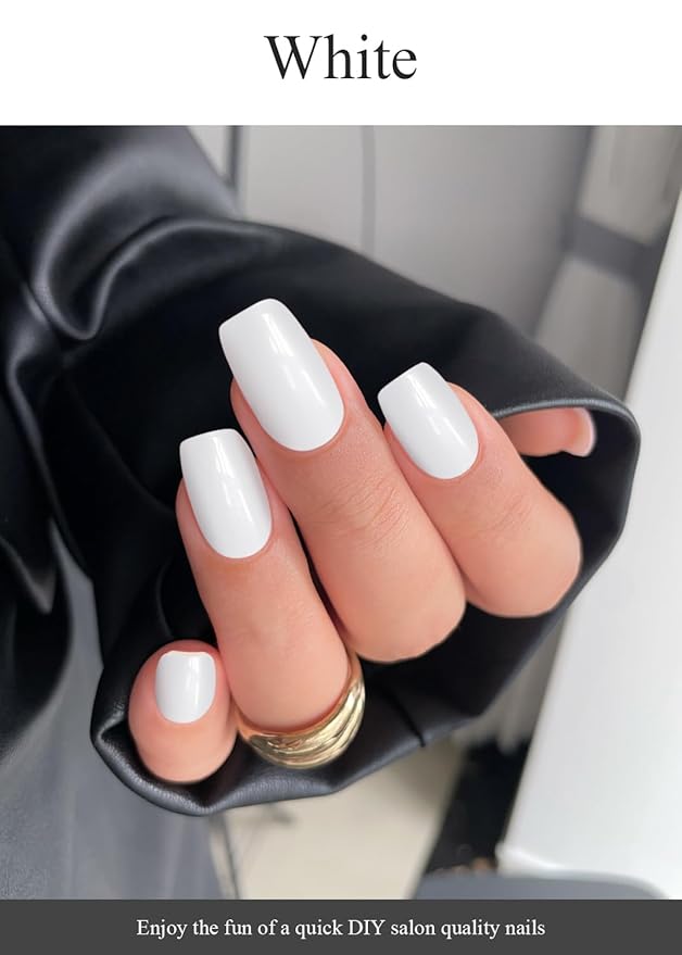 Semi Cured Gel Nail Strips (White), 20 Pcs Gel Nail Wraps, Stickers, UV Light Required, Salon Quality, Long Lasting