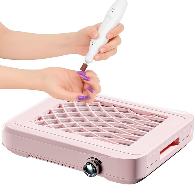 Dust Collector Nail Tech ，Nail Fan Dust Collector with 4 Speeds, Reusable & Disposable Filters, Nail Vacuum Dust Collector for Acrylic Nails, Salon & Home Use